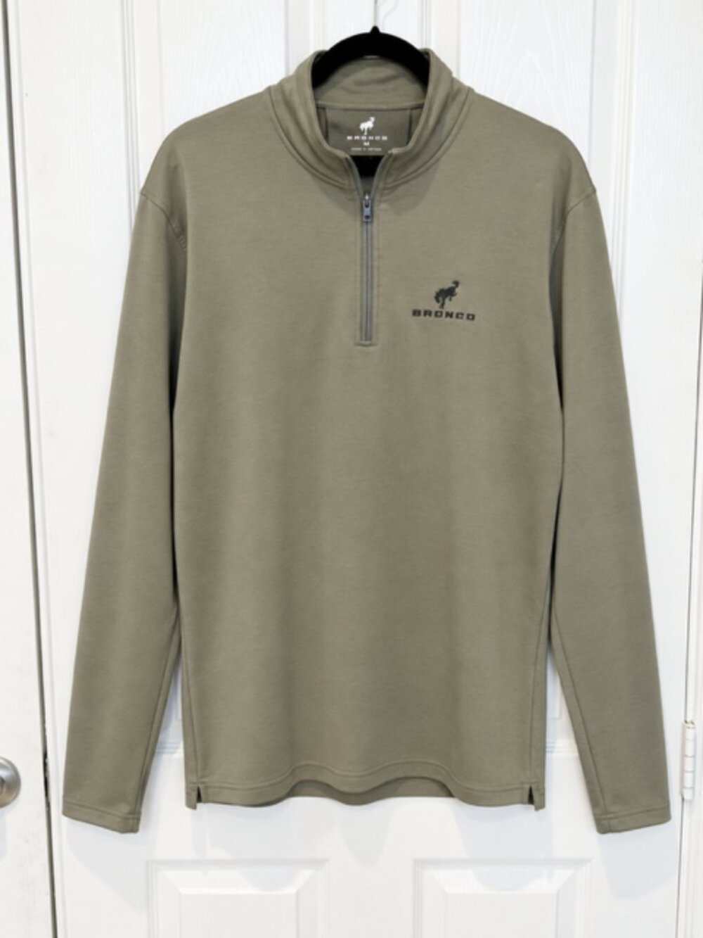 Ford Bronco Quarter Zip Pullover XL Olive Green Embroidered Logo Casual Outdoor
